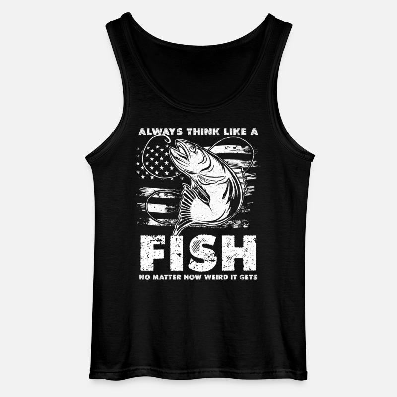 Fish Thoughts Flag Pattern - Gildan Men’s Tank Top - black