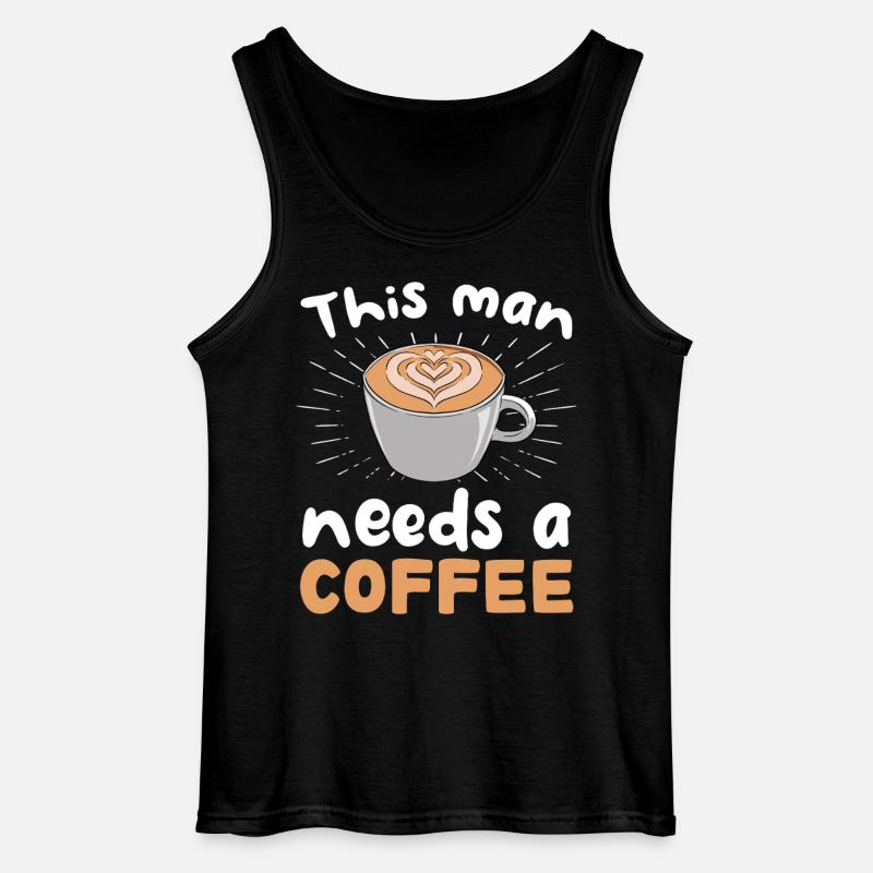 This man needs coffee - Gildan Men’s Tank Top - black