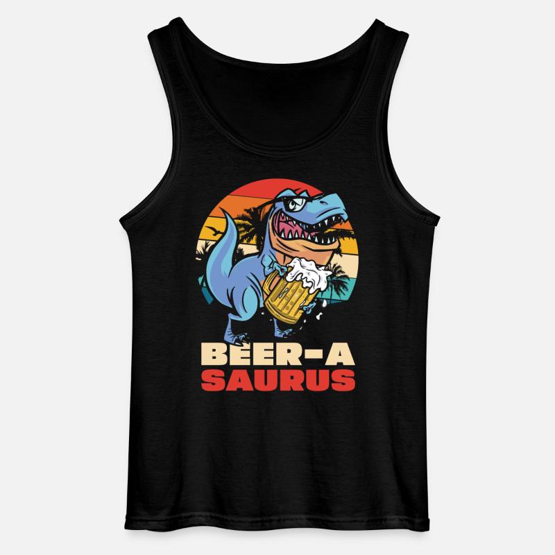 BeerA Saurus Dino mit Bierkrug - Gildan Männer Tank Top - Schwarz