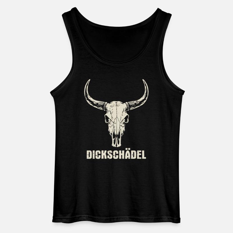 Stierkopf Schädel mit Hörnern - Dickschädel - Gildan Männer Tank Top - Schwarz
