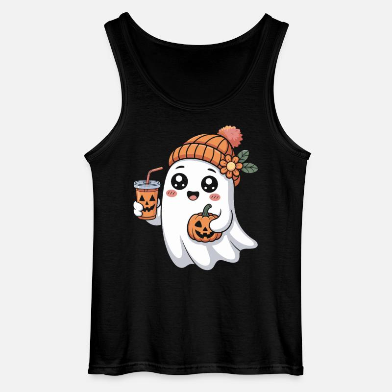 Geist Halloween Kürbis Latte Spaß - Gildan Männer Tank Top - Schwarz