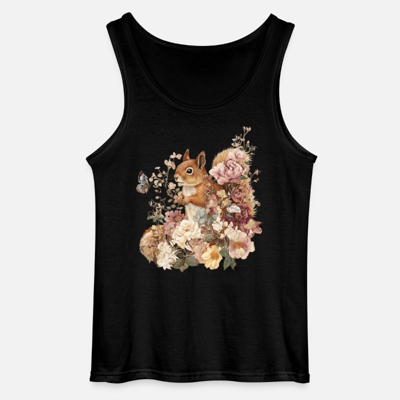 Eichhörnchen, Tier, Blumen, Schmetterlinge - Gildan Männer Tank Top - Schwarz