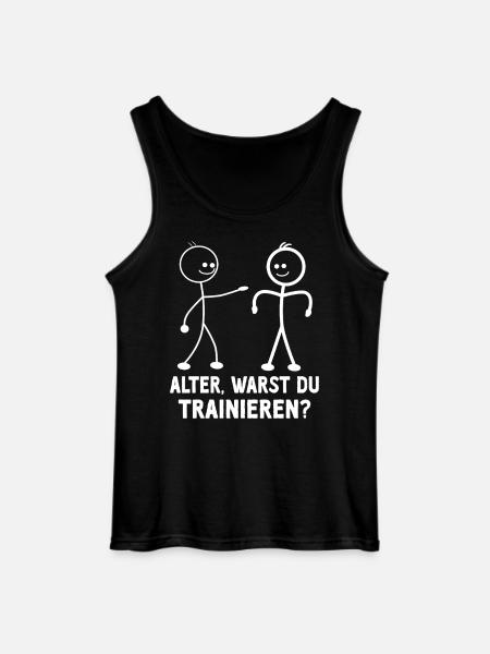 Strichmännchen WARST DU TRAINIEREN LUSTIG - Gildan Männer Tank Top - Schwarz