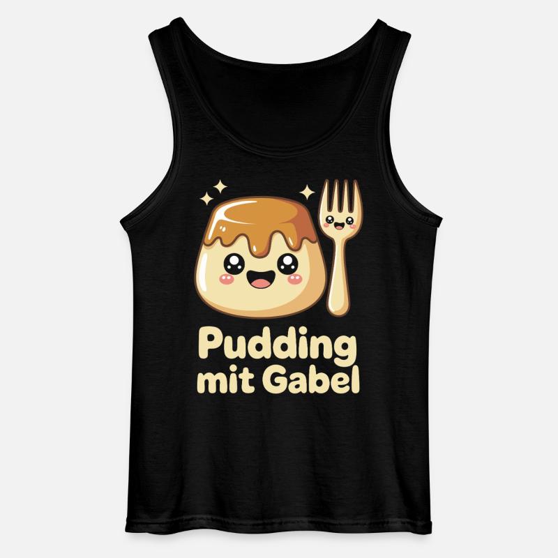 Pudding with fork - Gildan Men’s Tank Top - black