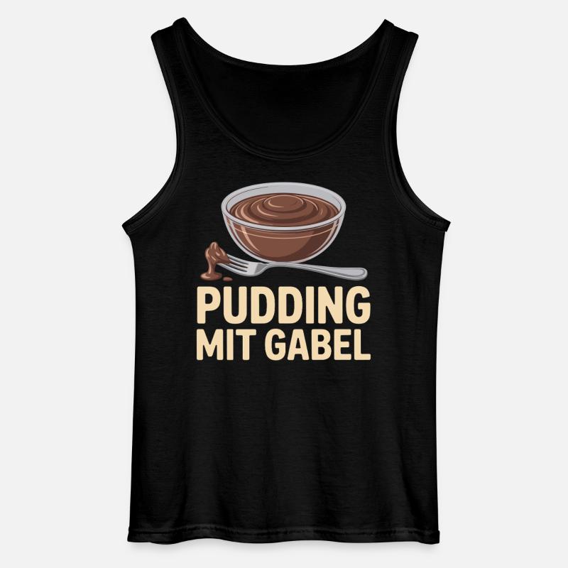 Pudding with fork - Gildan Men’s Tank Top - black