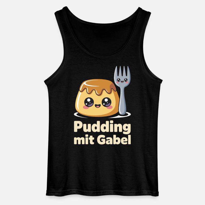 Pudding with fork - Gildan Men’s Tank Top - black