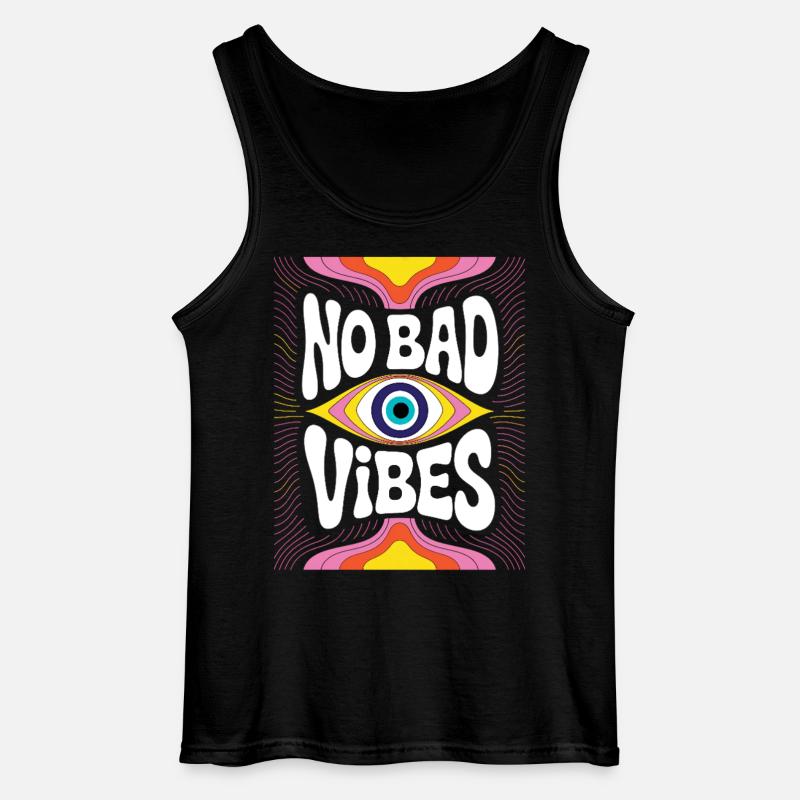 No Bad Vibes Eye Psychedelia - Gildan Männer Tank Top - Schwarz