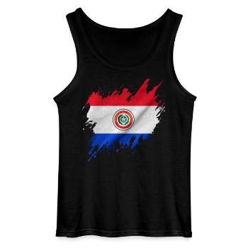 Paraguay flag, torn style - Gildan Men’s Tank Top - black - Front - AI Model Male 185 dark (185cm)