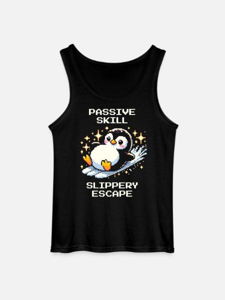 Slippery Escape | Penguin Skill Humor - Gildan Men’s Tank Top - black