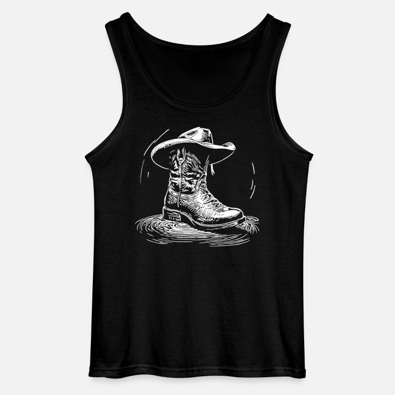 Cowboy Boot - Gildan Männer Tank Top - Schwarz