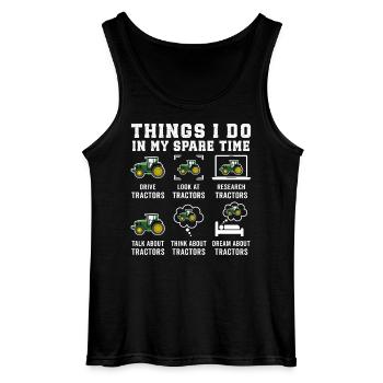 Funny Tractors Lover Things I Do In My Spare Time - Gildan Men’s Tank Top - black - Front - AI Model Male 185 dark (185cm)