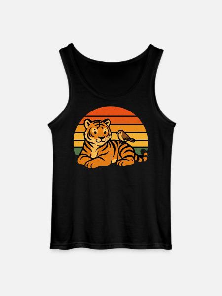 Tiger Vogel Tierfreundschaft - Gildan Männer Tank Top - Schwarz