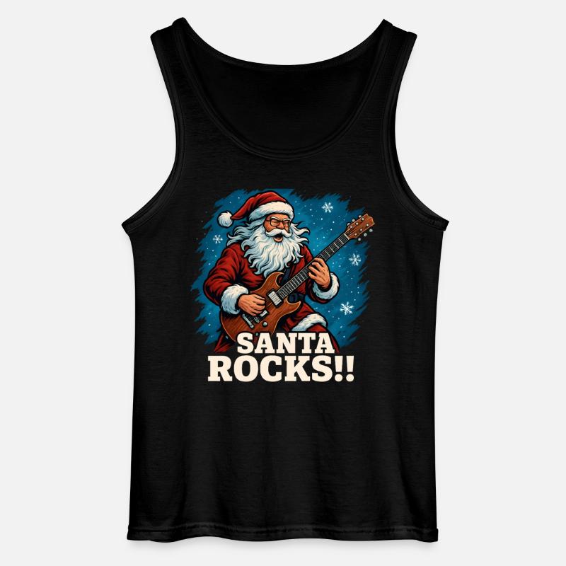 Rockender Weihnachtsmann mit Gitarre - Gildan Männer Tank Top - Schwarz