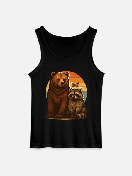 Bär Waschbär Tierfreunde - Gildan Männer Tank Top - Schwarz