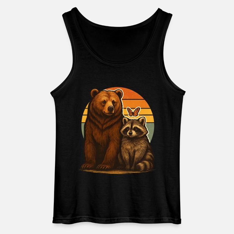 Bär Waschbär Tierfreunde - Gildan Männer Tank Top - Schwarz