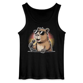 Sänger Capybara mit Sonnenbrille - Gildan Männer Tank Top - Schwarz - Vorne - AI Model Male 185 dark (185cm)