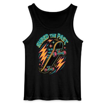 Retro Skateboard „Shred the Past“ Shirt - Gildan Männer Tank Top - Schwarz - Vorne - AI Model Male 185 dark (185cm)