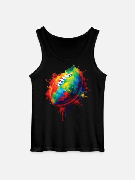 Rugby Ball - Colorful Sports Design for Fans - Gildan Men’s Tank Top - black