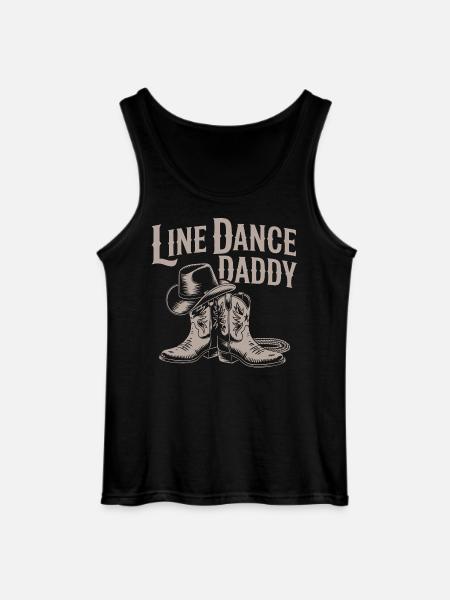 Line Dance Daddy Cowboy Boots - Gildan Men’s Tank Top - black