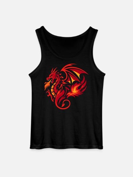 Tribal Dragon Flame Red Tattoo Style - Gildan Men’s Tank Top - black