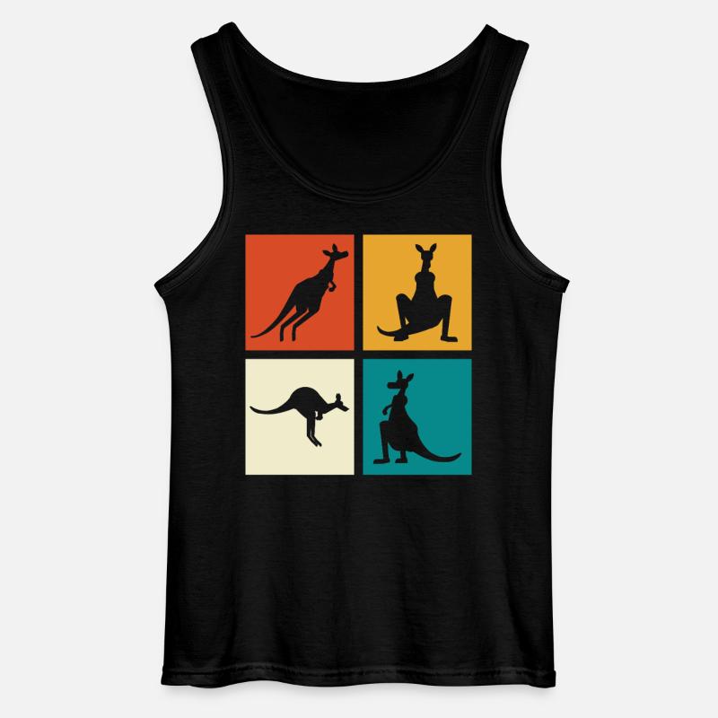 Känguru Vierbild Silhouetten - Gildan Männer Tank Top - Schwarz