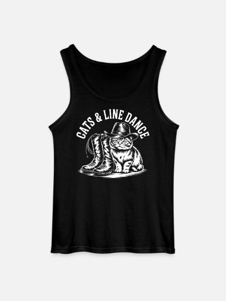 Cats Cowboy Line Dance Illustration - Gildan Men’s Tank Top - black