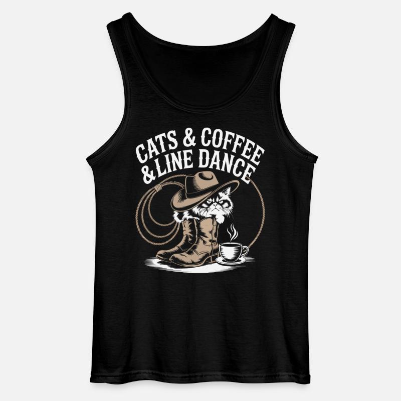 Katzen Kaffee Line Dance - Gildan Männer Tank Top - Schwarz