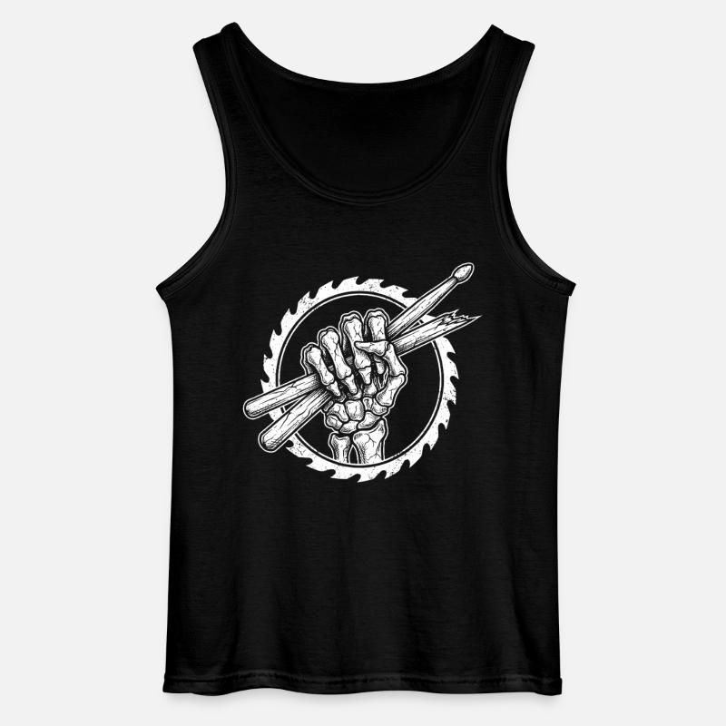 Skeleton hand with drumsticks - Gildan Men’s Tank Top - black