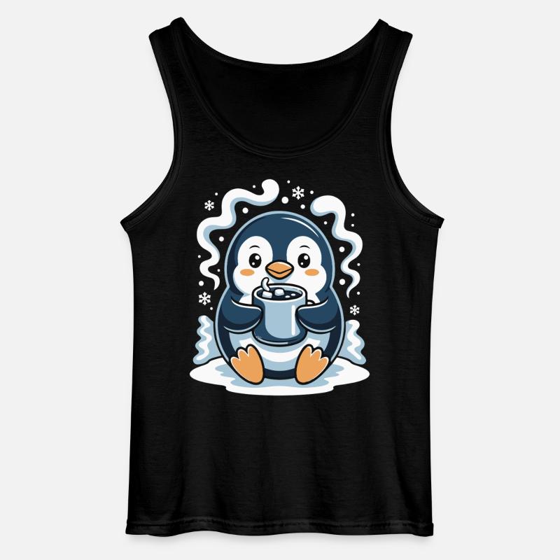 Pingouin câlin avec chocolat chaud - Débardeur Gildan Homme - noir