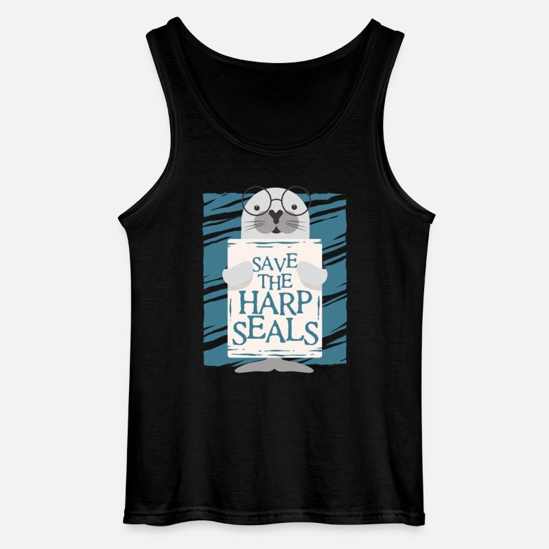 Sattelrobbe Robben Save The Harp Seals - Gildan Männer Tank Top - Schwarz