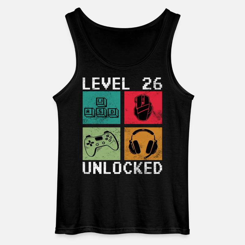 Level 26 Freigeschaltet: Pixel Gaming Blocks - Gildan Männer Tank Top - Schwarz