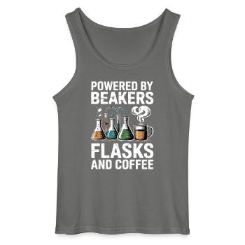 Alchemist Mind Engineer Heart Chemistry Motif - Gildan Men’s Tank Top - charcoal grey - Front - AI Model Male 185 dark (185cm)