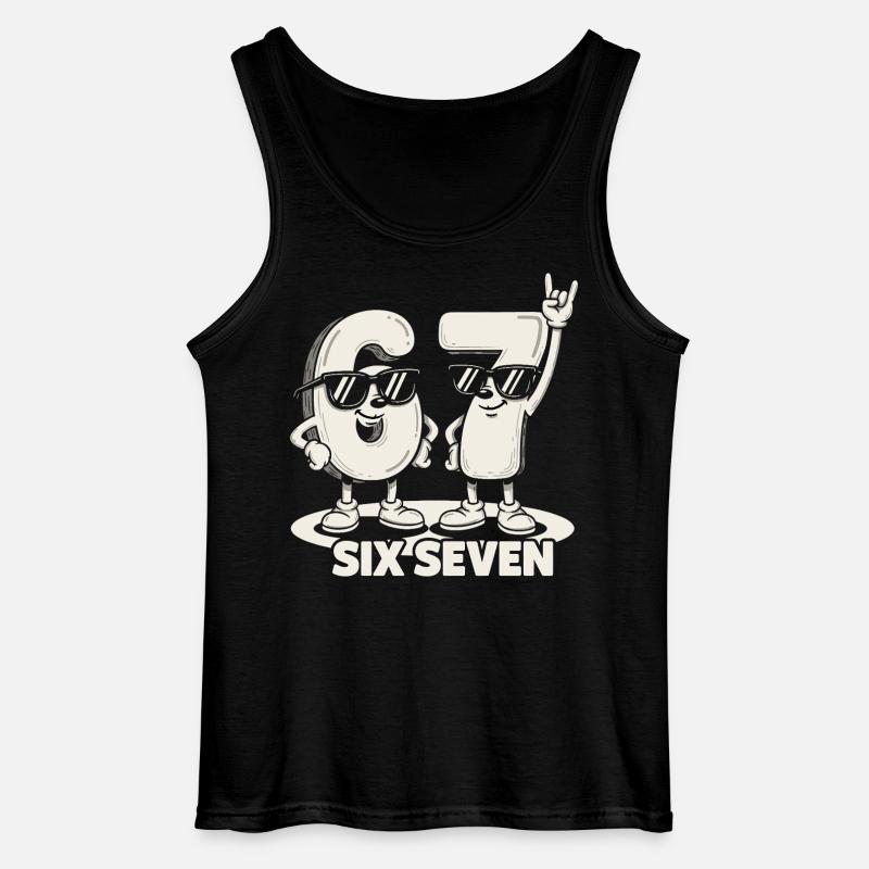 67 Six Seven meme 6 7 - Retro rockmusikk gave - Gildan singlet for menn - svart