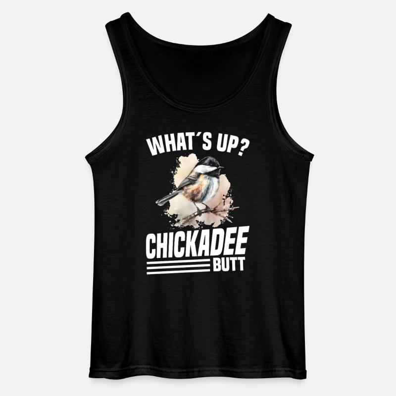  Chickadee Birder Chickadee Plush Birdwatching - Gildan Men’s Tank Top - black
