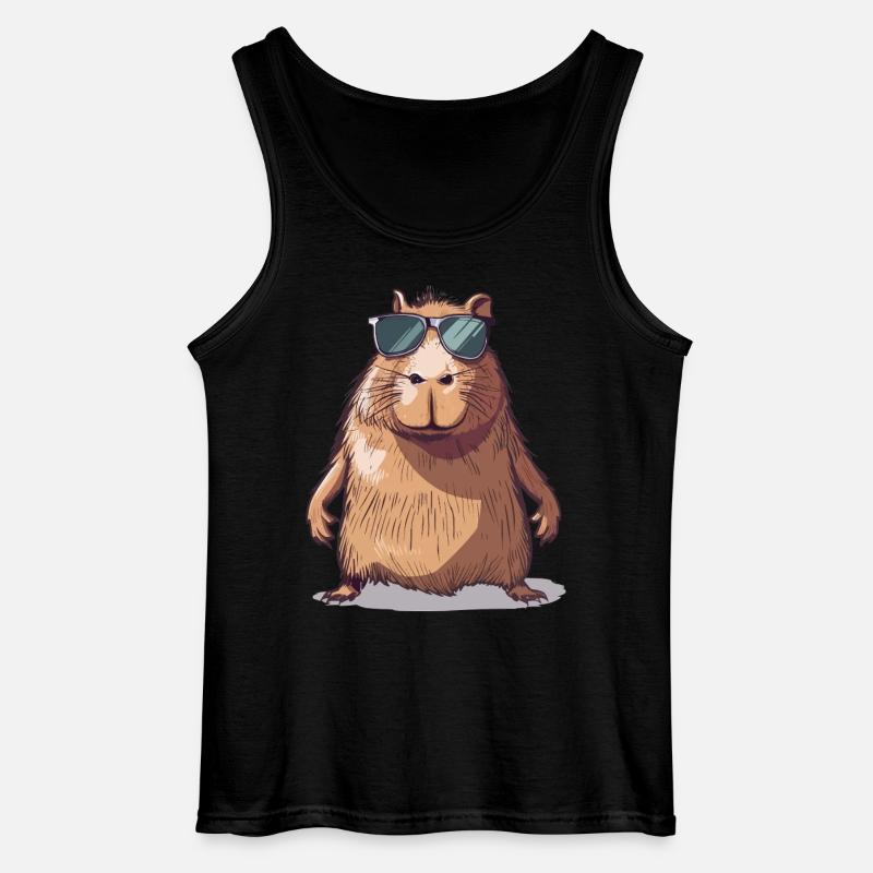 Lässiges Capybara mit Sonnenbrille Comic - Gildan Männer Tank Top - Schwarz