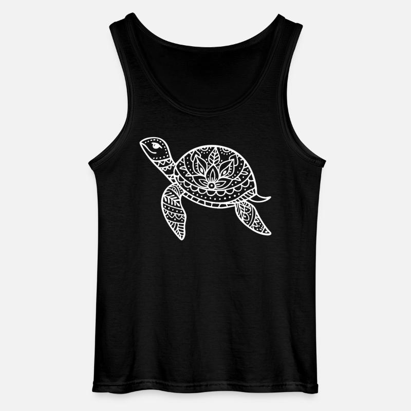 Boho Schildkröte mit Musterpanzer - Gildan Männer Tank Top - Schwarz