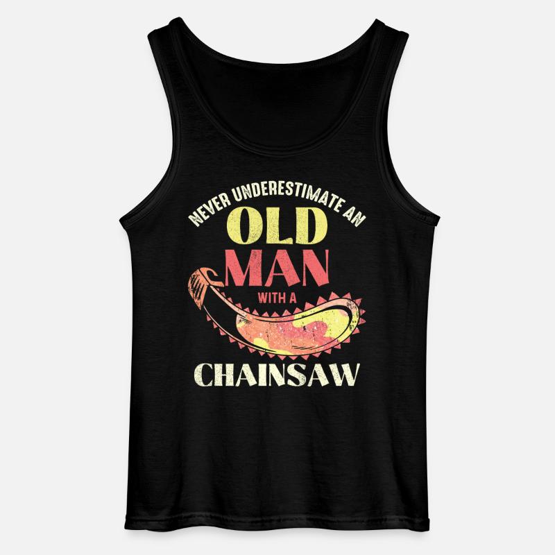Alter Mann mit Kettensäge - Gildan Männer Tank Top - Schwarz