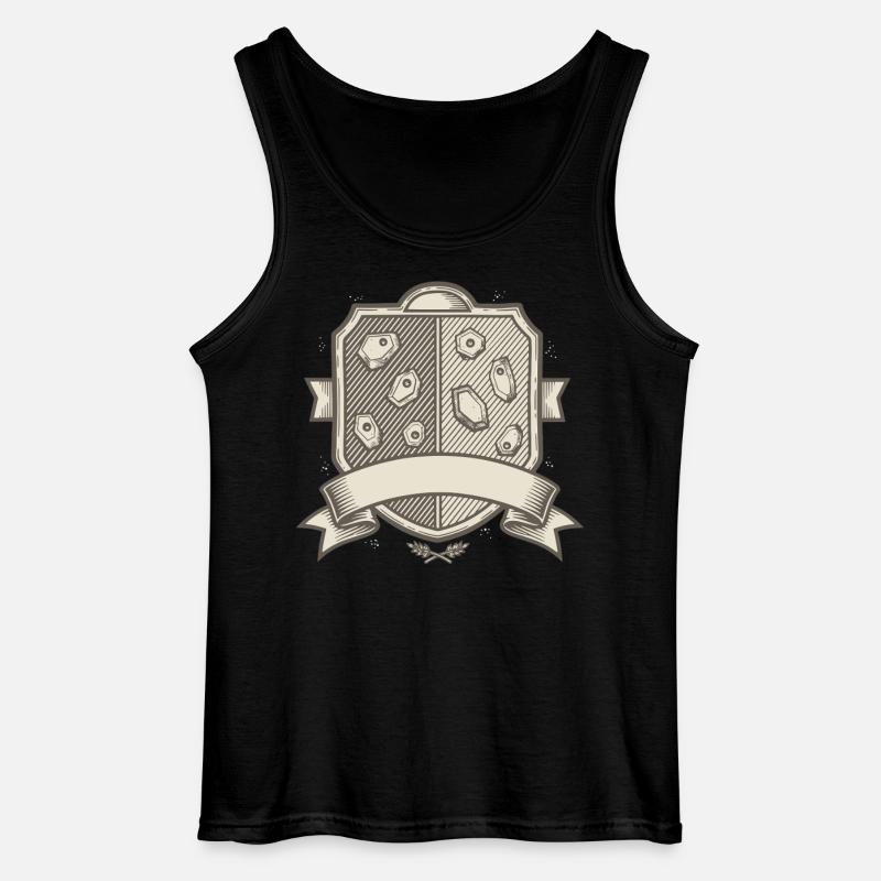 Rock Climbing Crest Badge Design Shield - Gildan Men’s Tank Top - black