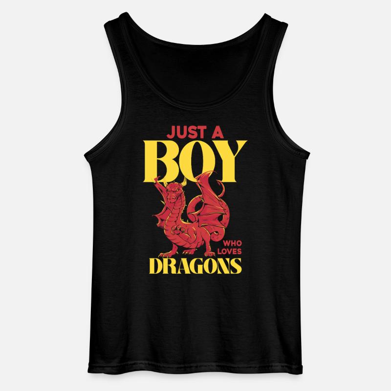 Nur ein Junge liebt Drachen - Gildan Männer Tank Top - Schwarz