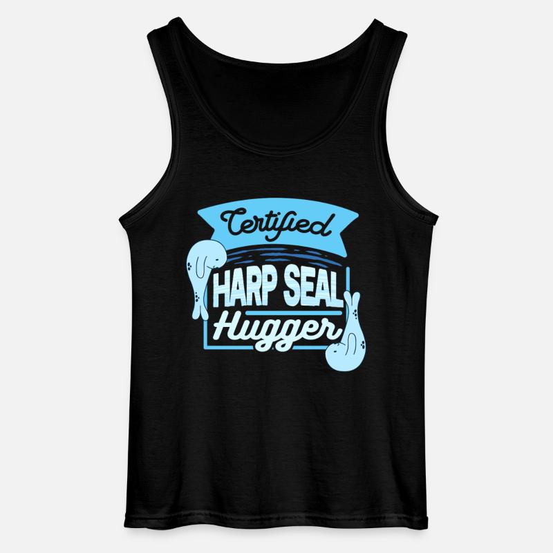Sattelrobbe Robben Certified Harp Seal Hugger - Gildan Men’s Tank Top - black