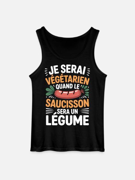 Humour Sausage – Never Vegetarian - Gildan Men’s Tank Top - black
