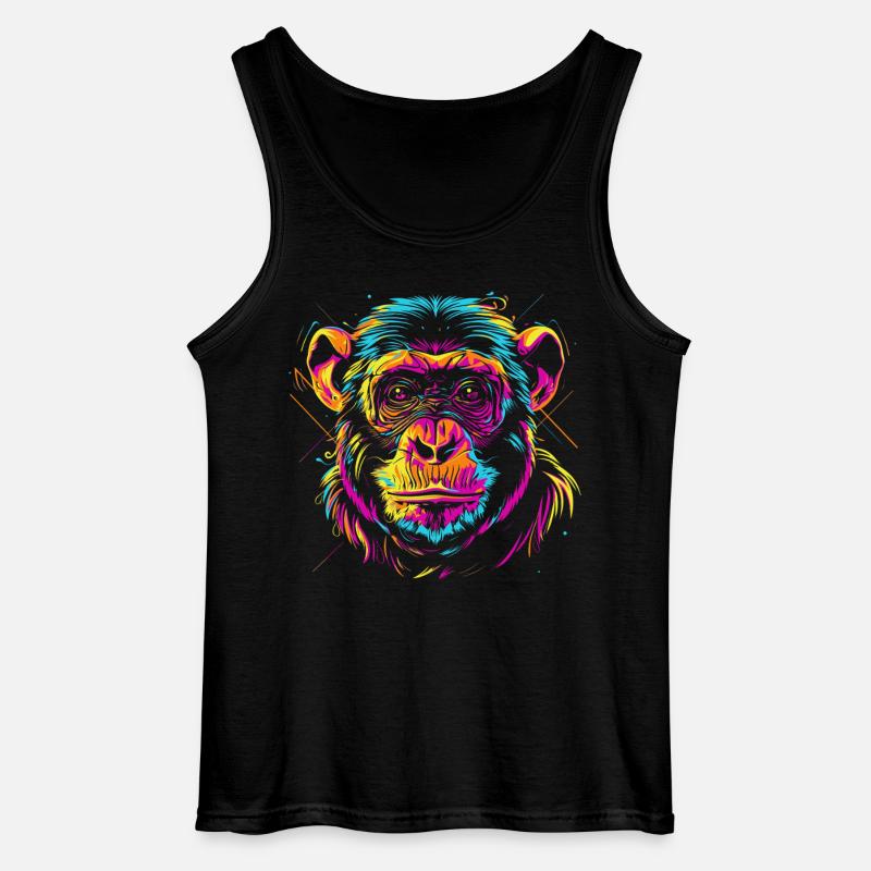 Neon Affenkopf im Pop-Art Stil - Gildan Männer Tank Top - Schwarz