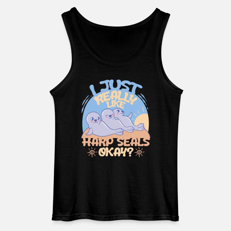 Sattelrobbe Robben Really Like Harp Seals - Gildan Männer Tank Top - Schwarz