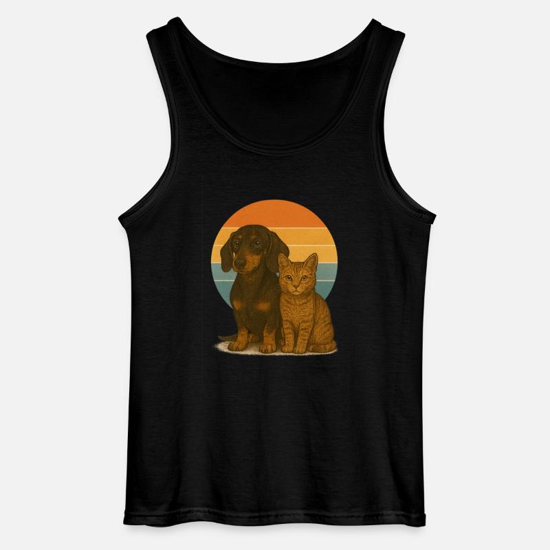 Dackel und Katze - Gildan Männer Tank Top - Schwarz