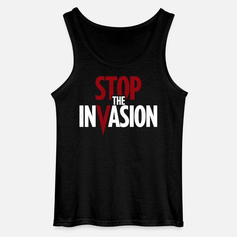 Stop The Invasion Against Aggression - Gildan Men’s Tank Top - black