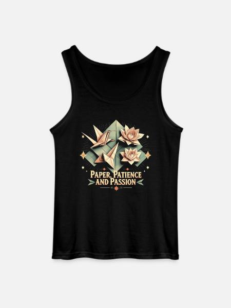 Origami Paper Patience And Passion - Gildan Men’s Tank Top - black