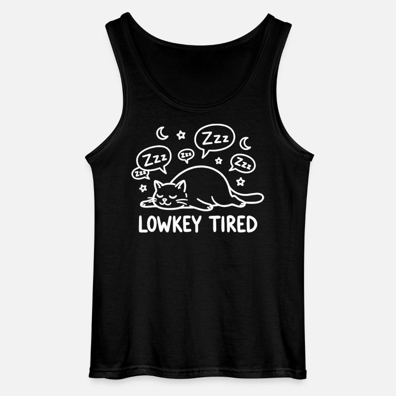Lowkey Tired Schlafende Katze - Gildan Männer Tank Top - Schwarz
