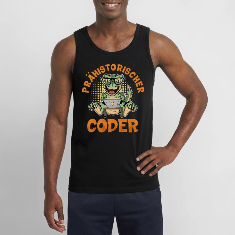Coding PREHISTORIC CODER Fun Gildan Men’s Tank Top