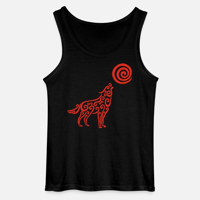 Der Wolf und der rote Mond - Gildan Männer Tank Top - Schwarz
