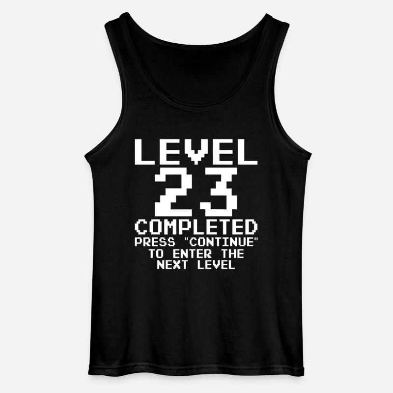 Level 23 Completed Pixel Badge - Gildan Men’s Tank Top - black